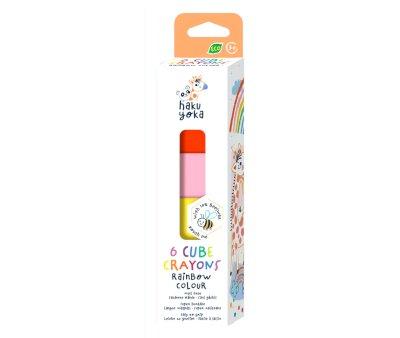 6 Pastelli a Cera Cube Crayons Rainbow Colour