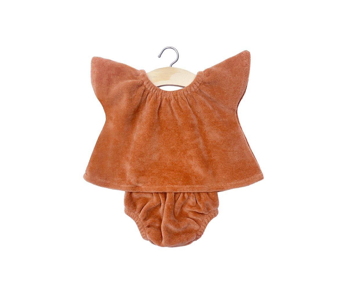 Top e Culotte Bambole Minikane Velluto Marsala