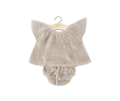 Conjunto Top y Braguita Terciopelo Gris Perla para Mueco Gordis