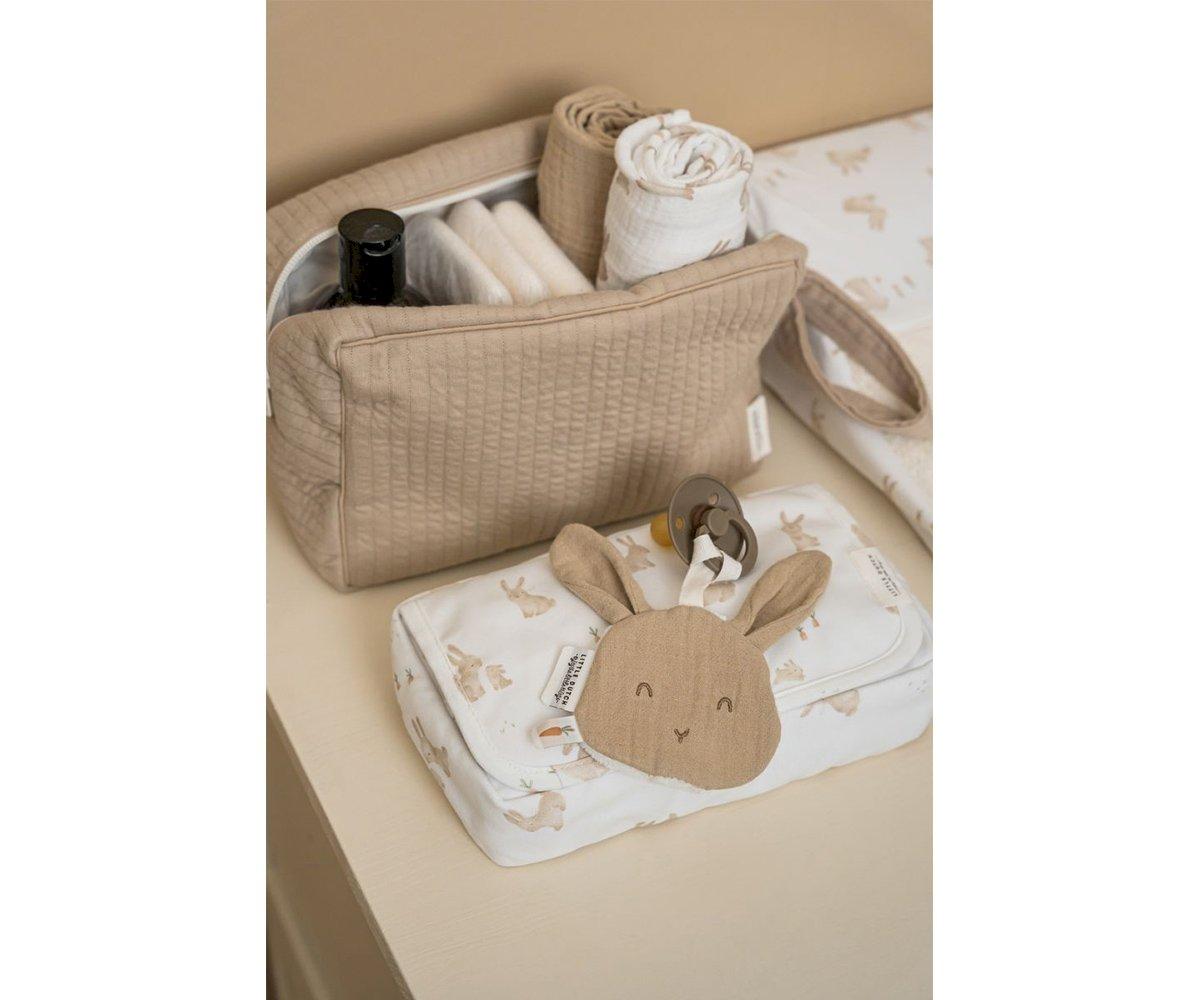 Doudou attache-sucette mousseline Lapin Beige