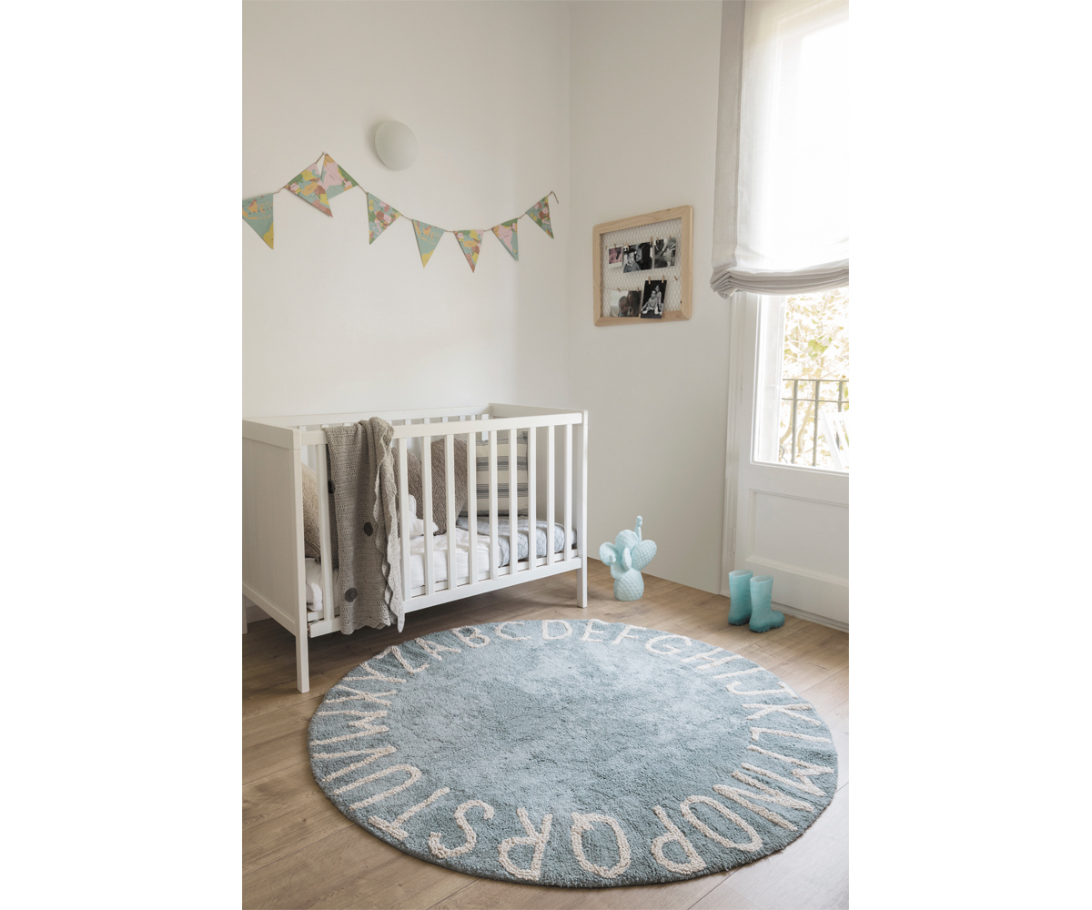 Alfombra Lavable Lorena Canals Round ABC Vintage AzulNatural Tutete