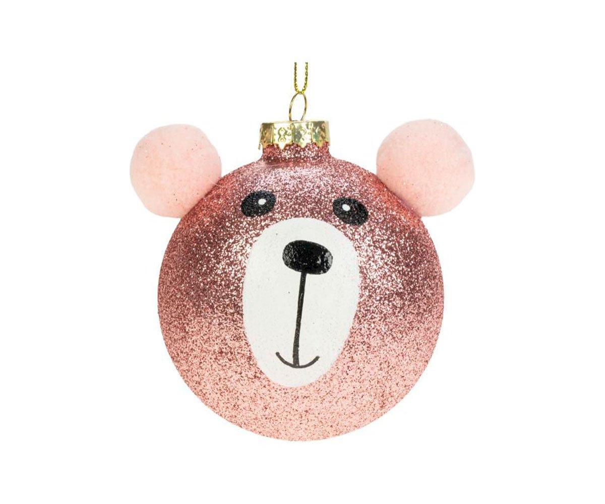 Boule de Nol Weiste Bio Glitter Rose Bear