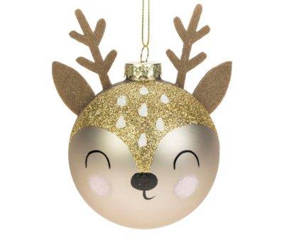 Bola de Navidad Cristal Weiste Ciervo Dorado