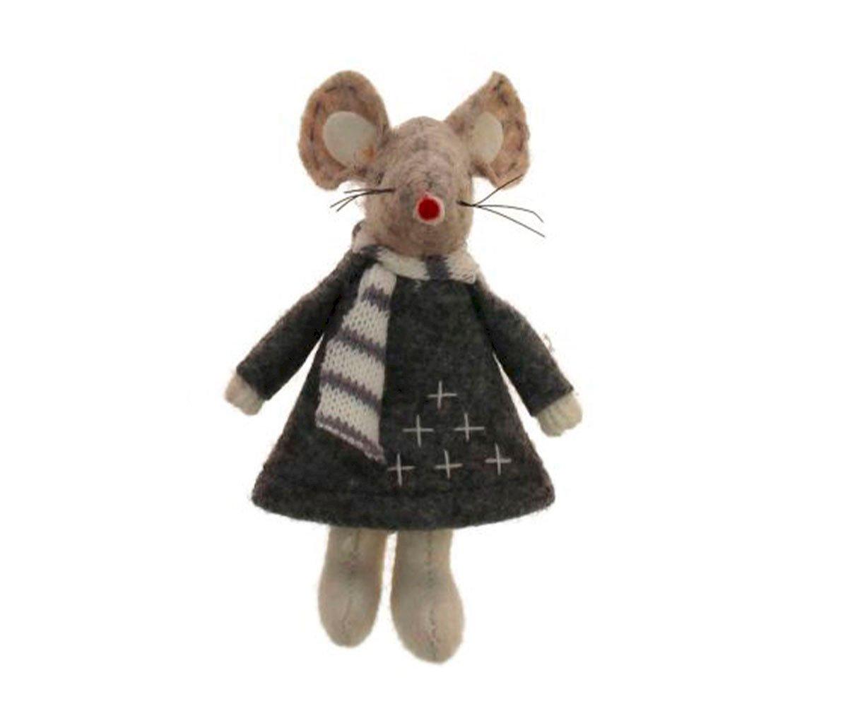 Décoration De Noël Weiste Little Mouse Avec Écharpe Grise