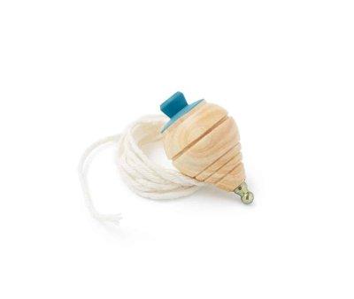 Mini Trottola Ballerina di Legno Azzurra