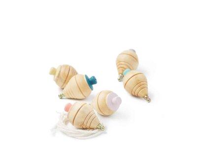 Mini Trottola Ballerina di Legno Azzurra