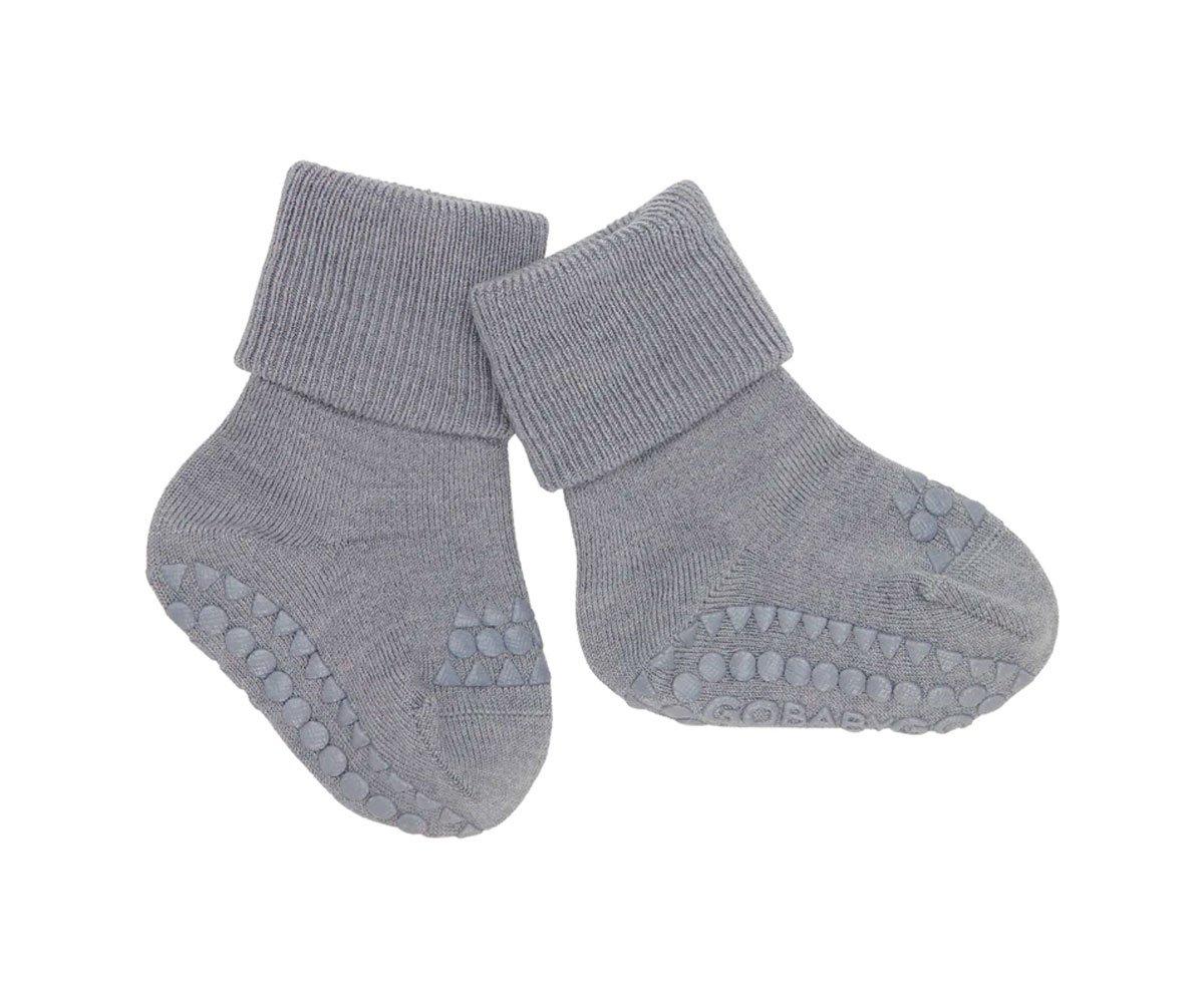 Chaussettes à Semelle Antidérapante En Laine Grise Mélange