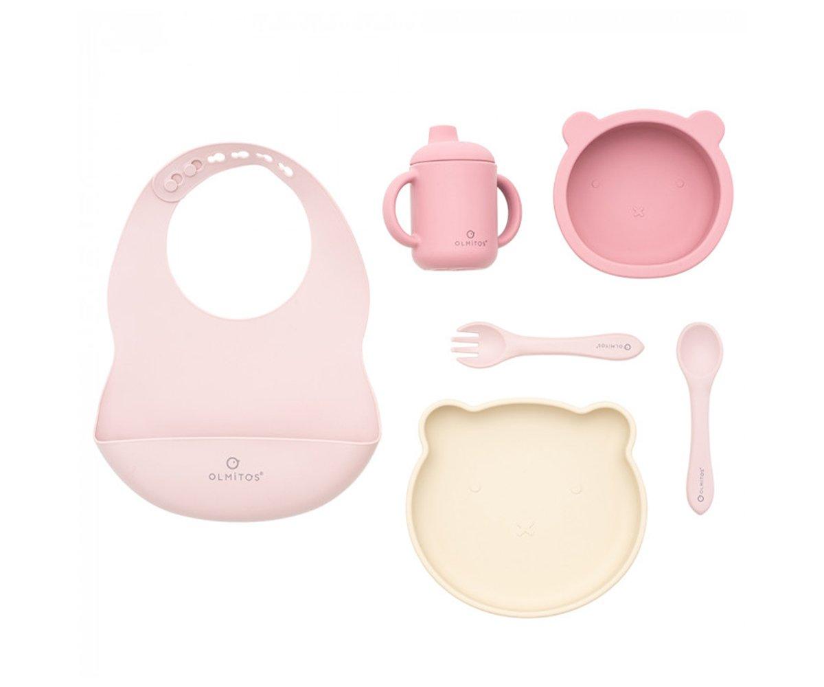 Vajilla bebe silicona - Vajilla infantil - Set 6 piezas: Plato ventosa bebe  - Cuchara bebe y tenedor - Vaso