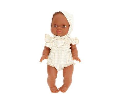 Bambola Gordis Carmen con Pagliaccetto e Cuffia Vichy Beige