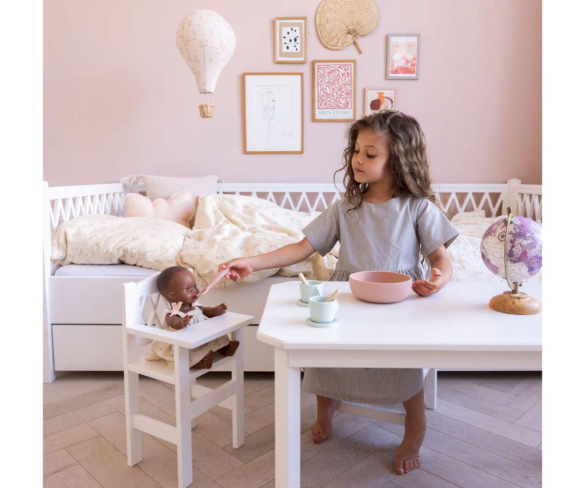 Chaise Haute Harlequin Blanche Pour Poupées