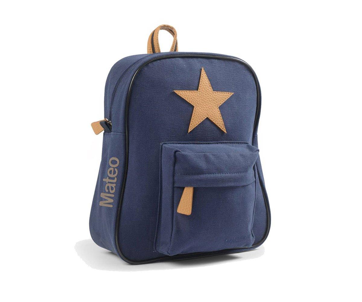 Mochila Pequena Azul-marinho Com Estrelas De Couro - Personalizado