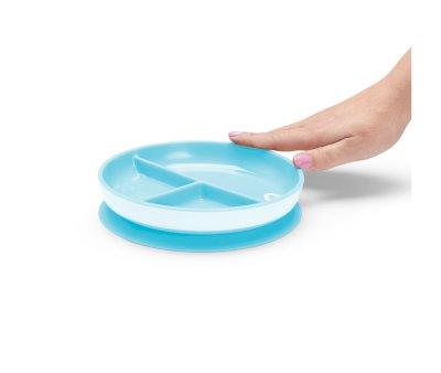 Prato  de compartimentos azul Stay-Put com ventosa