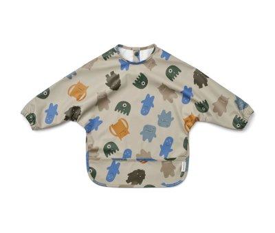 Bib with Sleeves Monster/Blue Mix