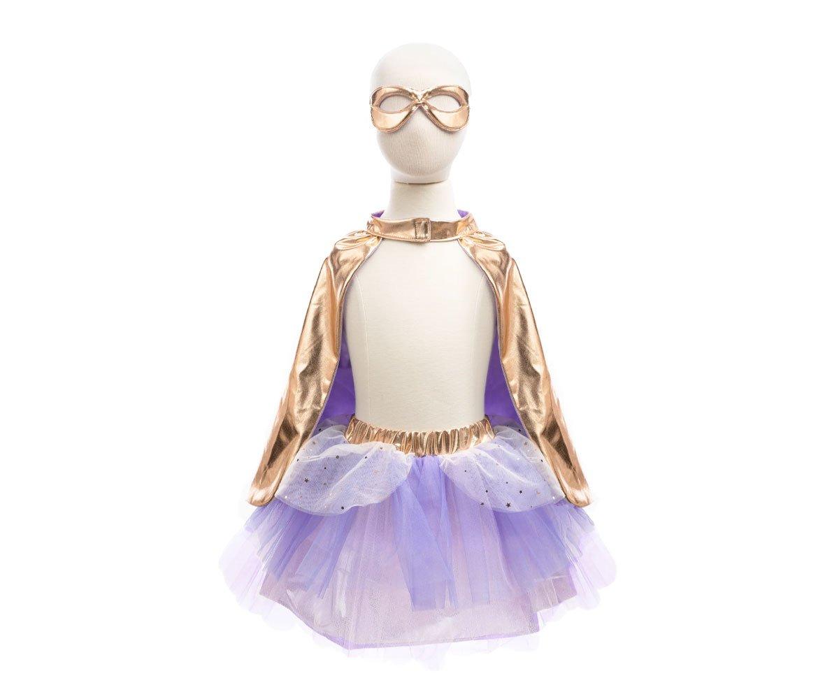 Tutu, Capa E Máscara Super-Duper Metallic Rose Gold/Lilac 4-6 Anos