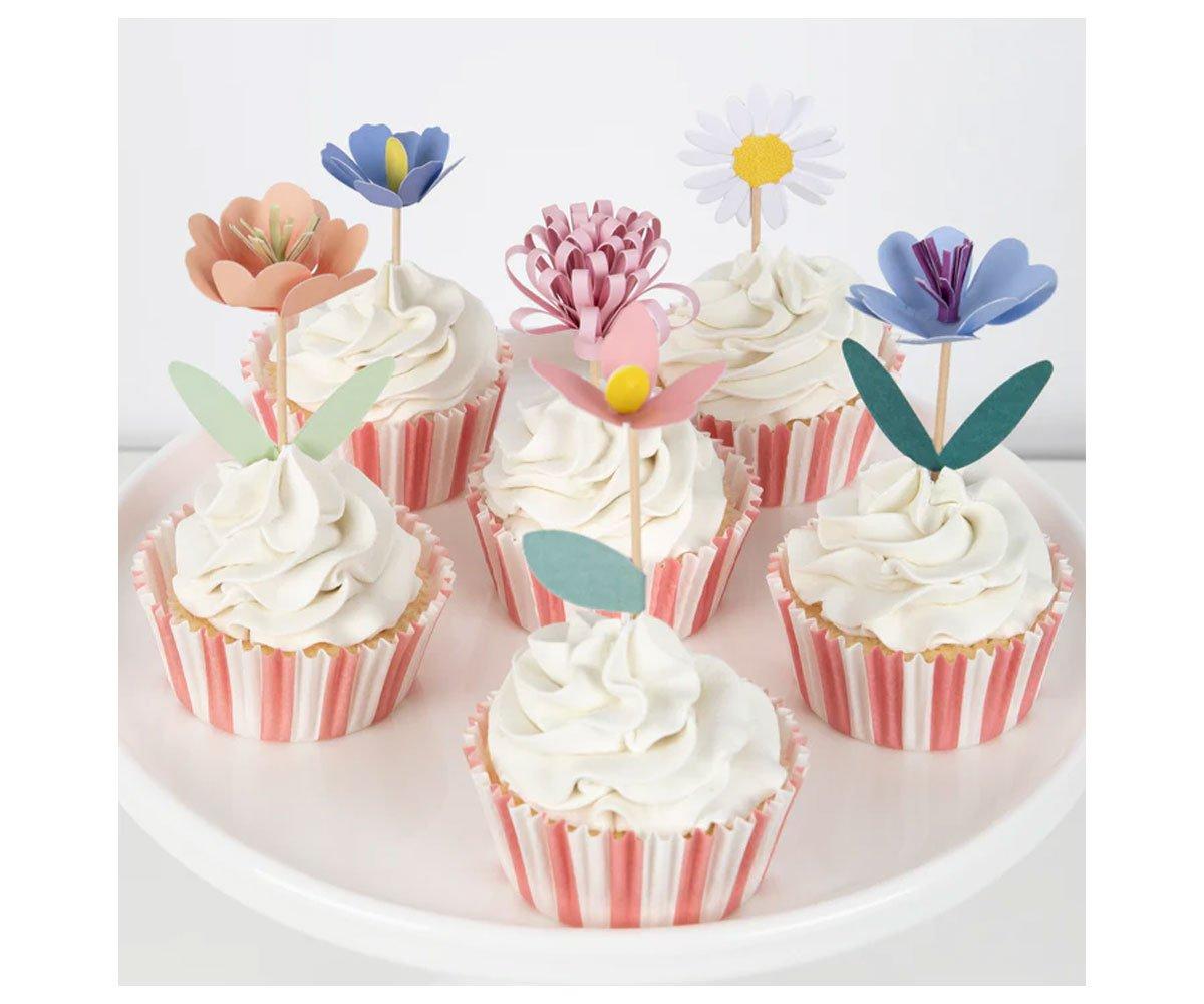 12 Décorations Pour Cupcakes Jardin Fleuri