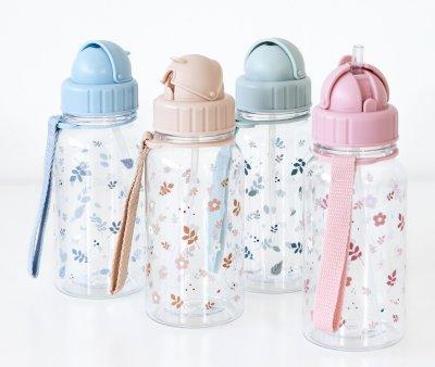 Borraccia Plastica Leaves Pink Personalizzabile