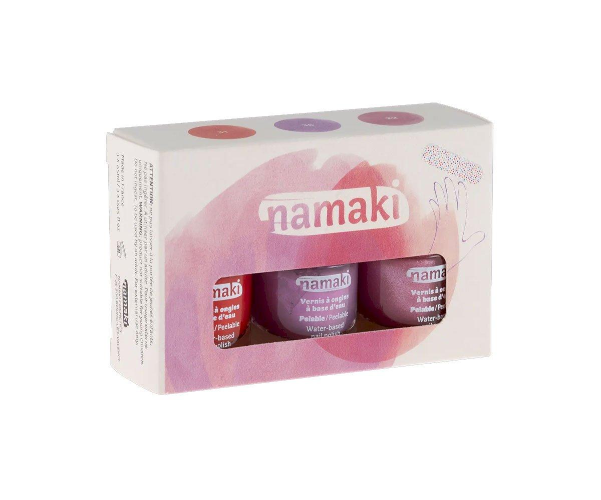 Pack De 3 Vernis à Ongles à Base D'eau Eternal Cerise, Mauve Et Rose Brillant + Lime à Ongles