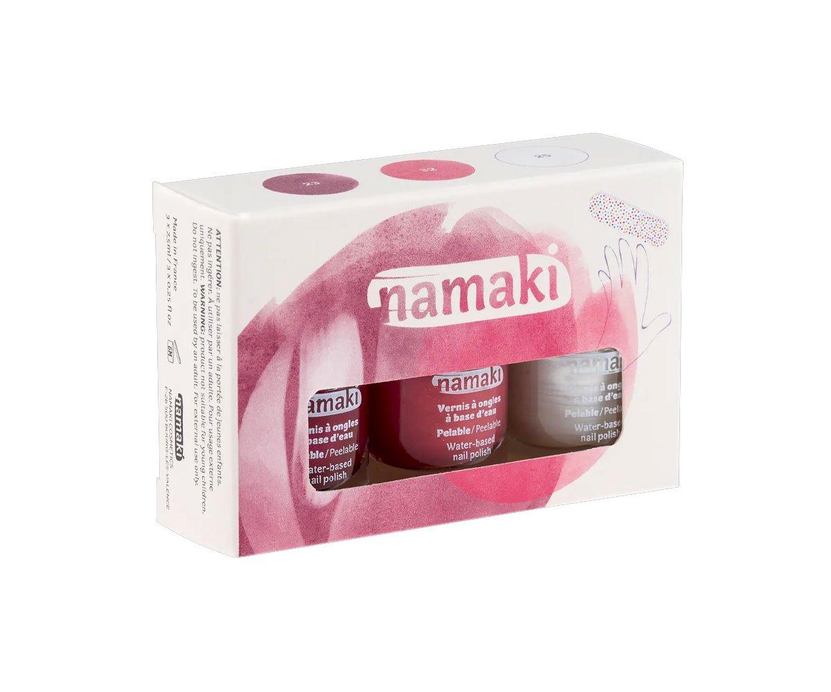 Pack De 3 Vernis à Ongles à L'eau, Framboise, Fuchsia, Blanc Nacré + Lime à Ongles