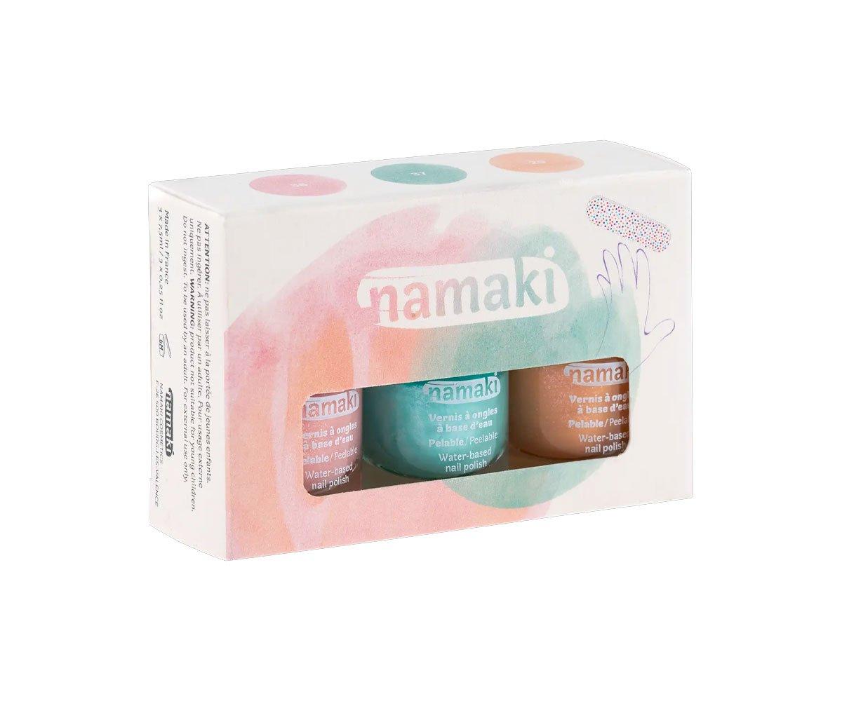 Pack De 3 Vernis à Ongles à L'eau Rose Caramel, Vert D'eau, Pêche + Lime à Ongles