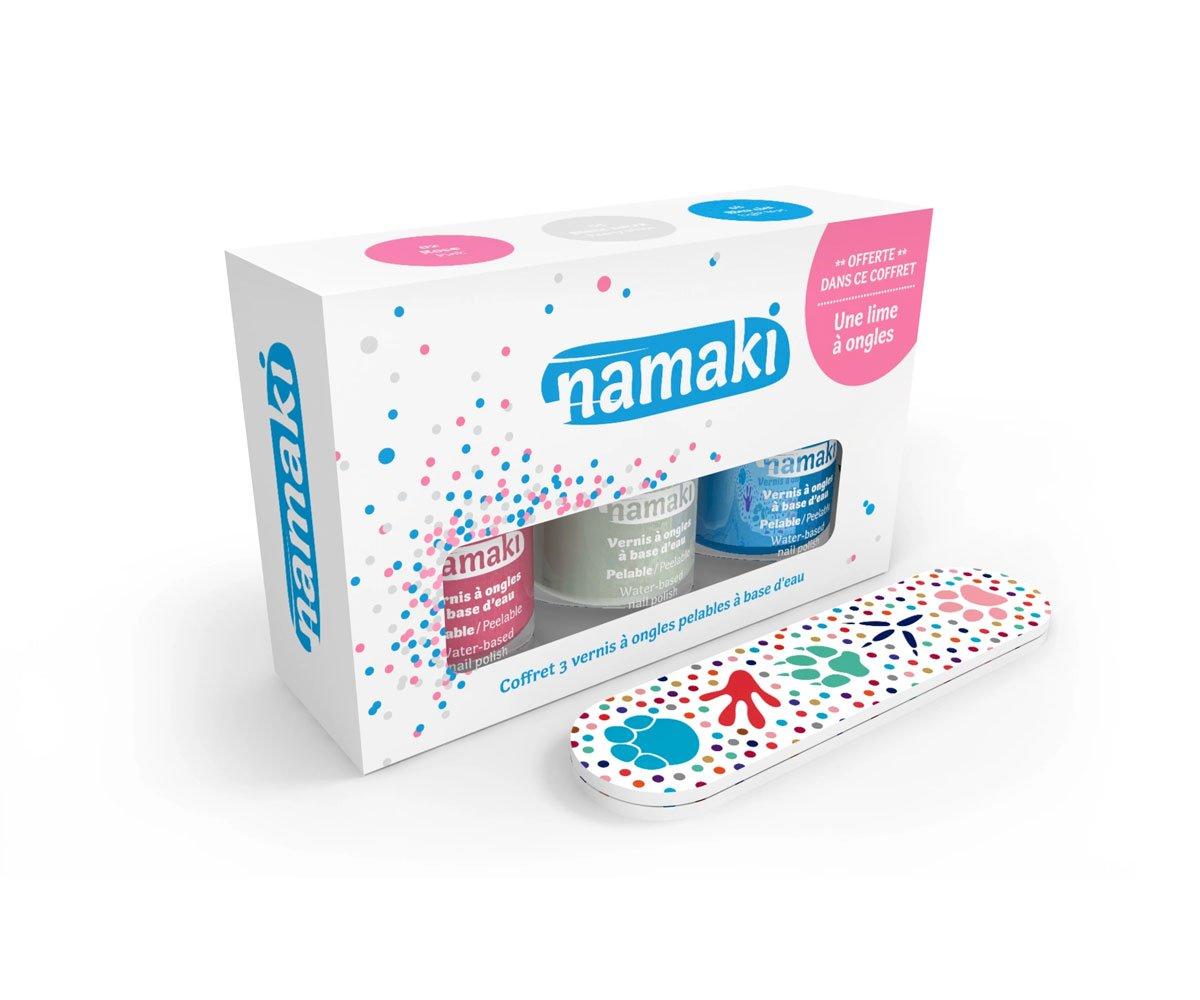 Pack 3 Esmaltes De Uñas Al Agua  Rosa,Blanco Nacarado Y Azul + Lima