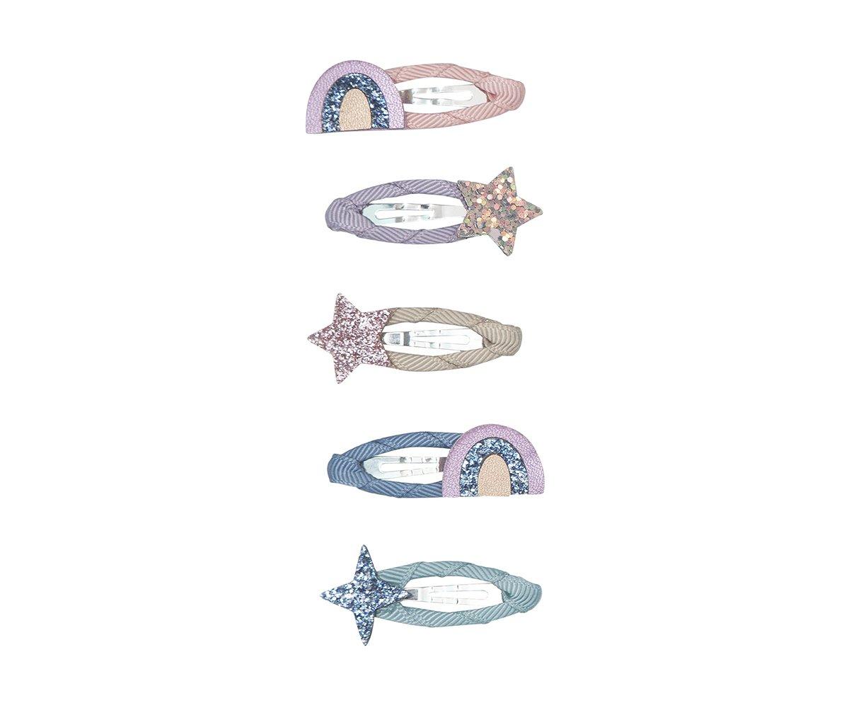 5 Mini-barrettes Rainbow & Start 