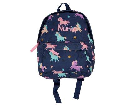 Small Backpack Think Happy Thoughts Personalized Unicorn