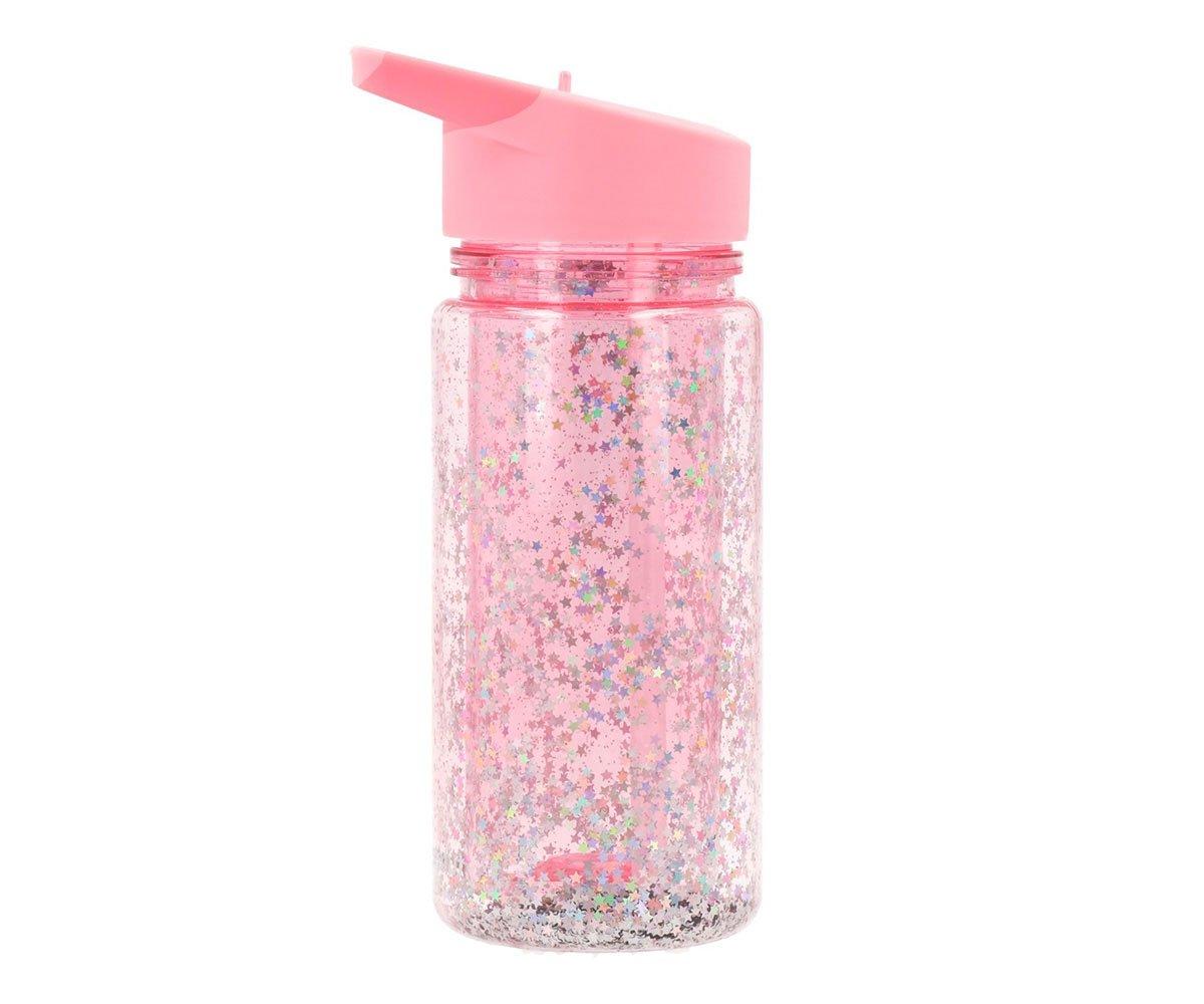 Gourde en Plastique avec Paille Glitter Stars Gloss Personnalisable