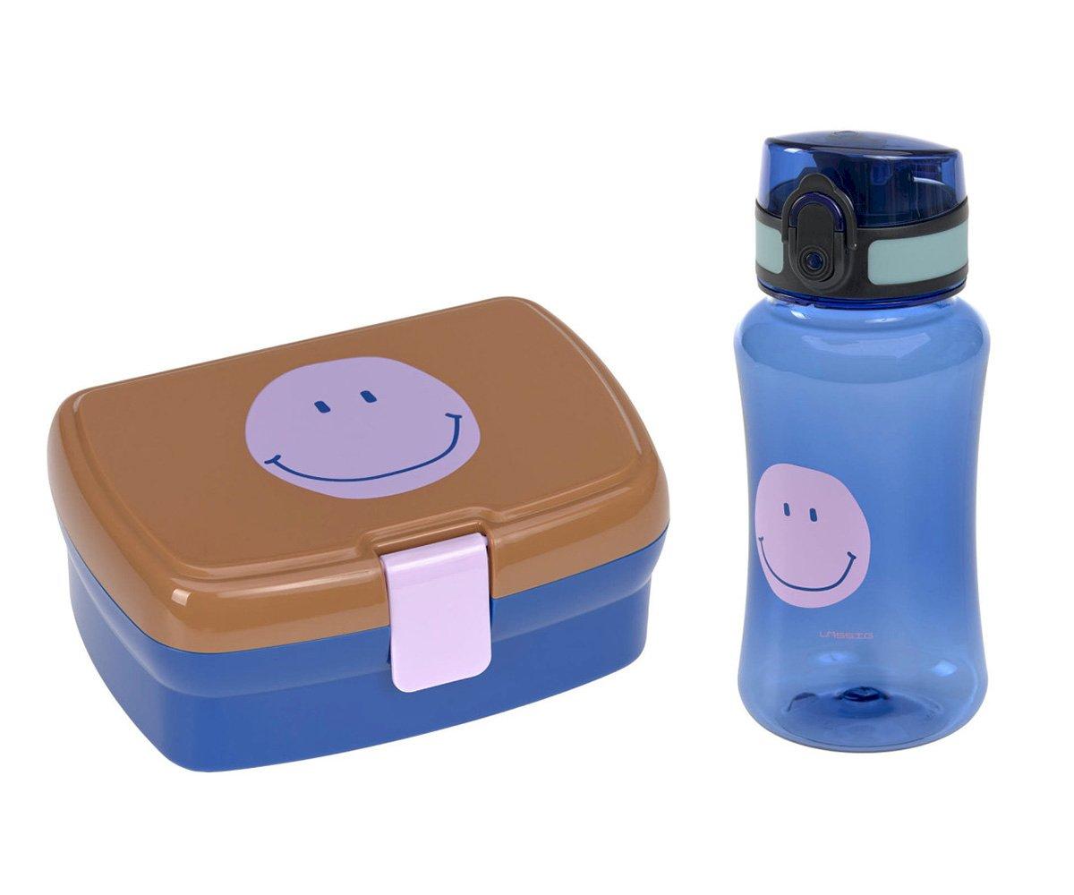 Lunchbox + Borraccia Happy Smile Caramel/Blue