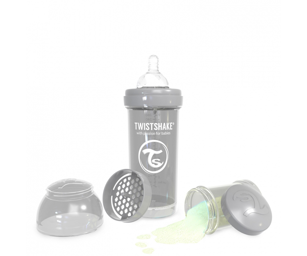 Twistshake Biberón Anticólico Pastel Gris 260ml - Tutete