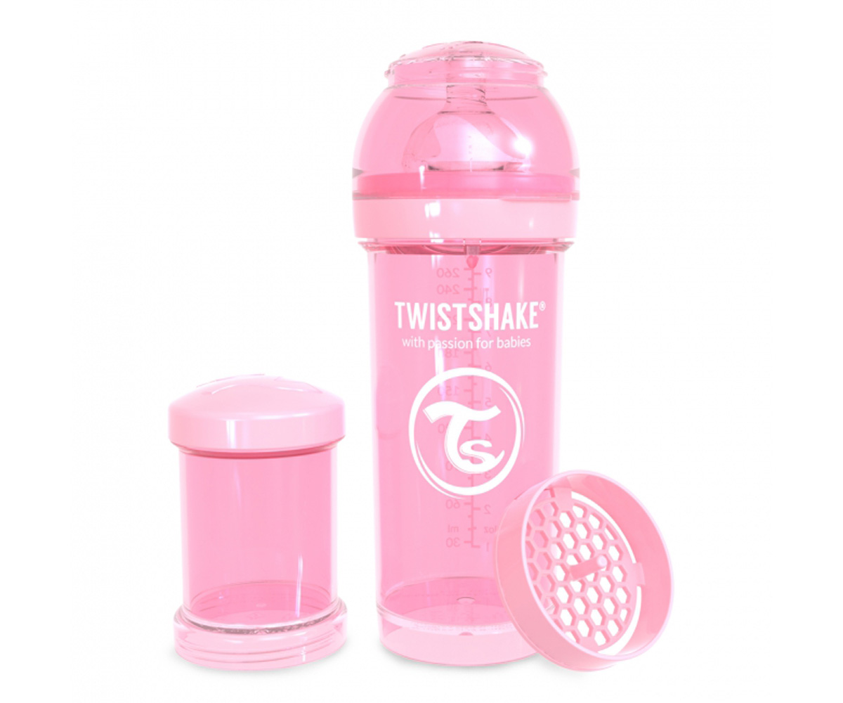 Twistshake Biberón Anticólico Pastel Rosa 260ml - Tutete