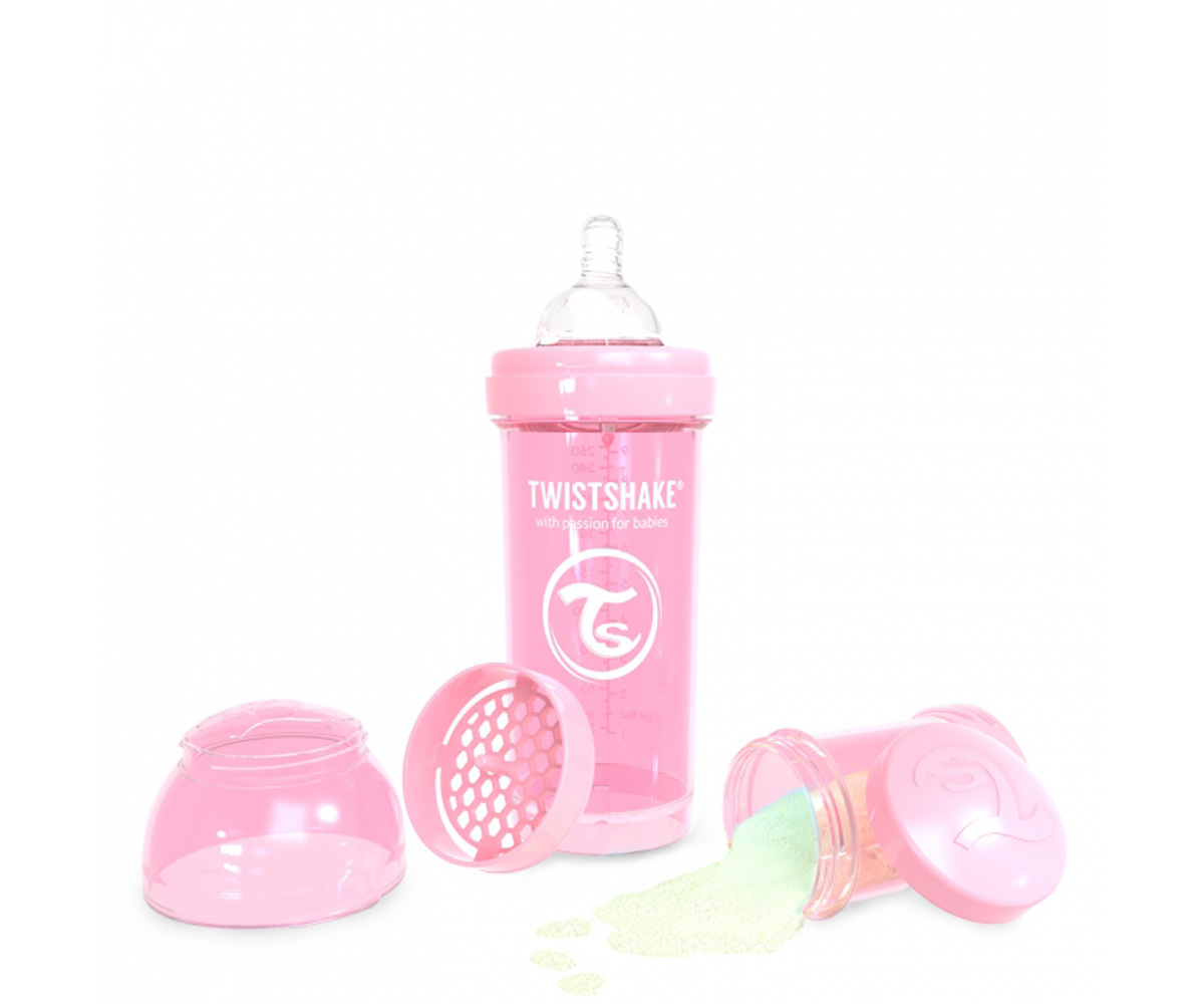 Twistshake Biberón Anticólico Pastel Rosa 260ml - Tutete