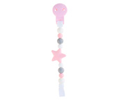 Attache-sucette Silicone Personnalisable Star Pink