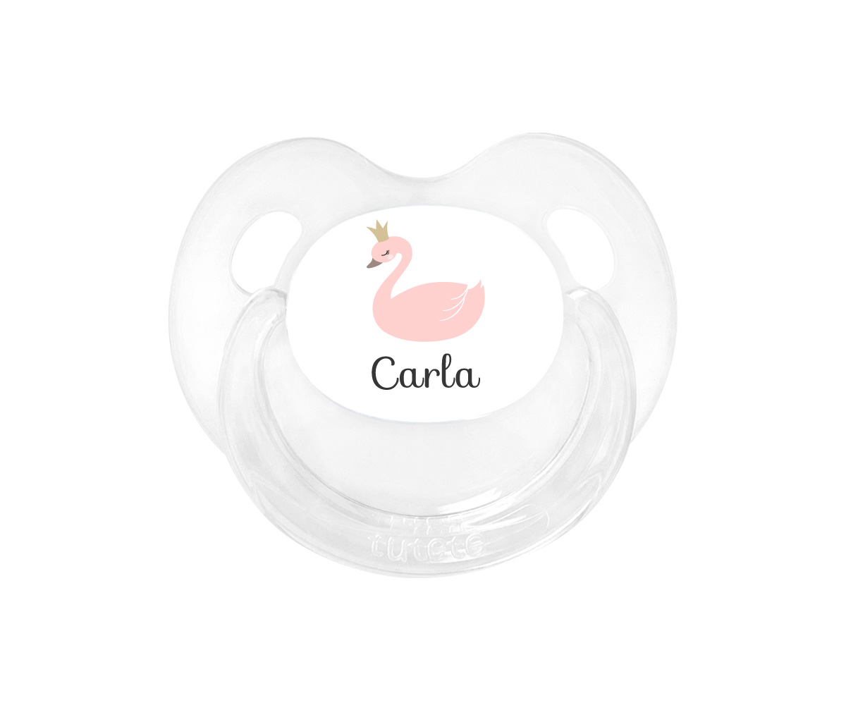 Chupete Personalizado Retro Transparente Cisne