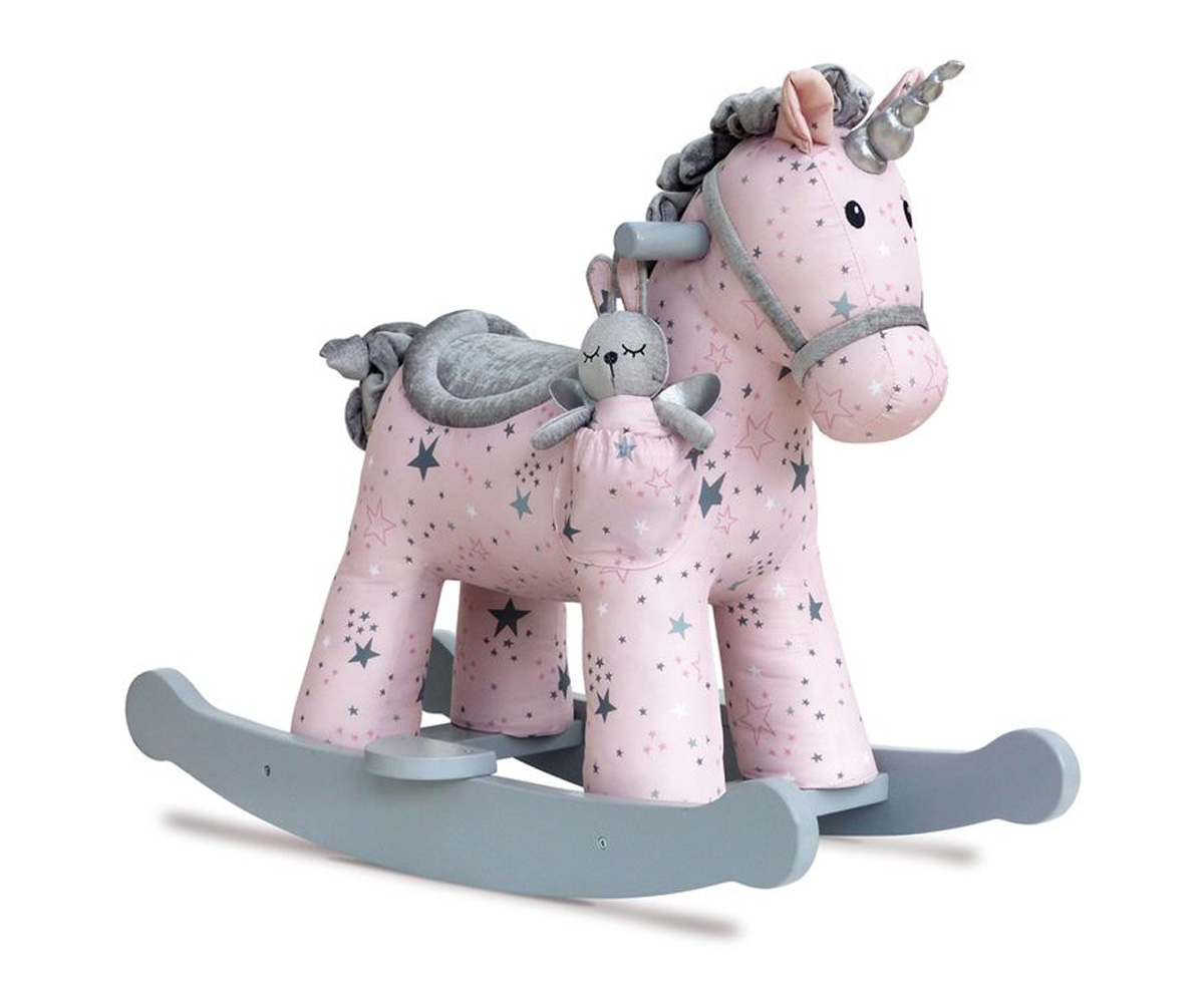 licorne bascule rose