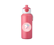 Personalised Campus Pop-Up Drinking Bottle Pink Unicorn 400ml