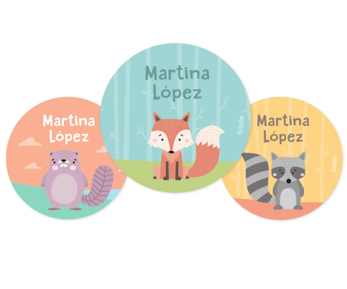 Pack 3 Chapas Personalizadas Animales De Bosque