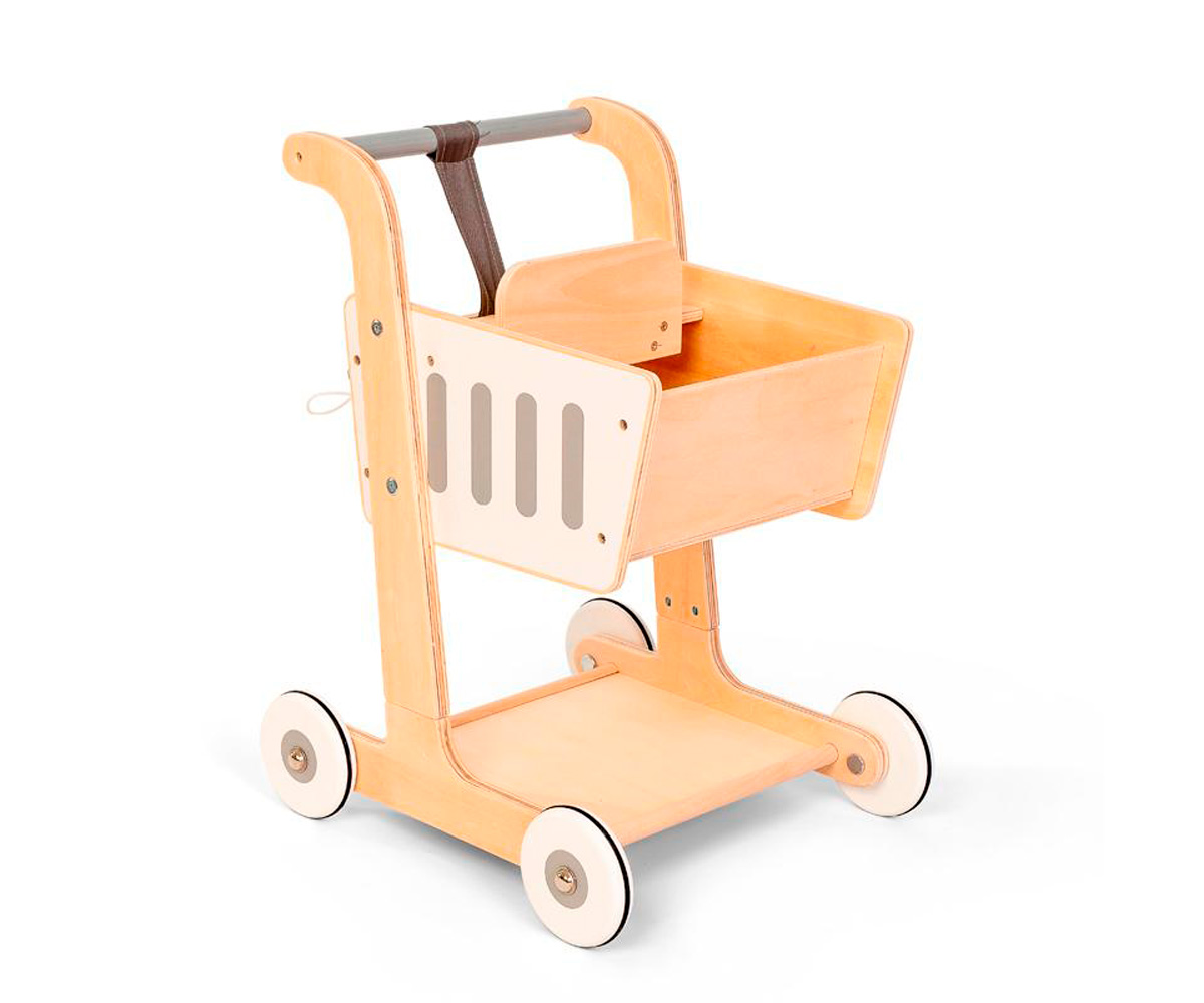 carrito compra juguete madera
