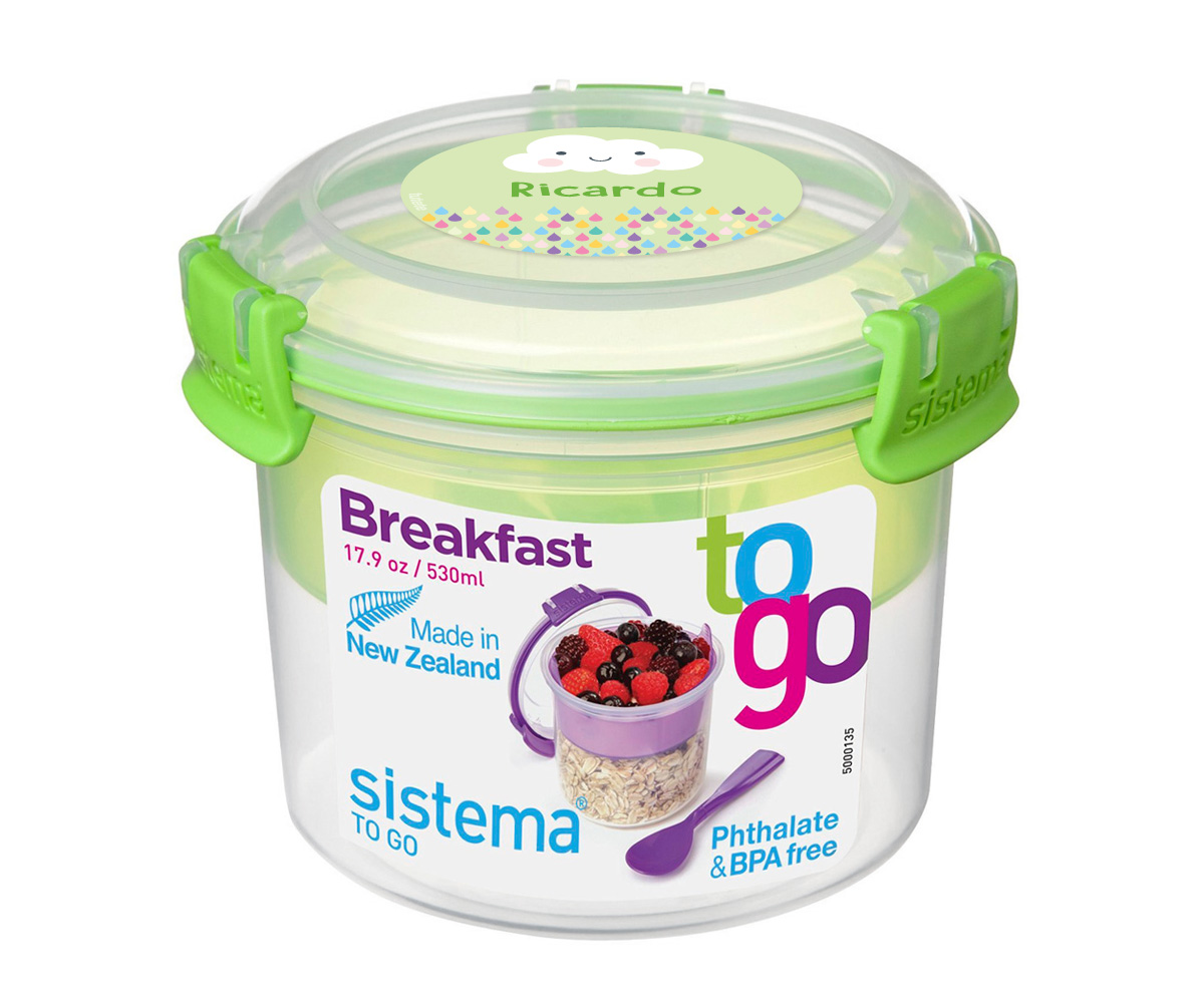 Lunch Box Breakfast To Go Verde 530ml - Personalizzato