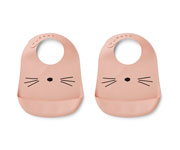 2 Bavoirs Silicone Tilda Chat Rose