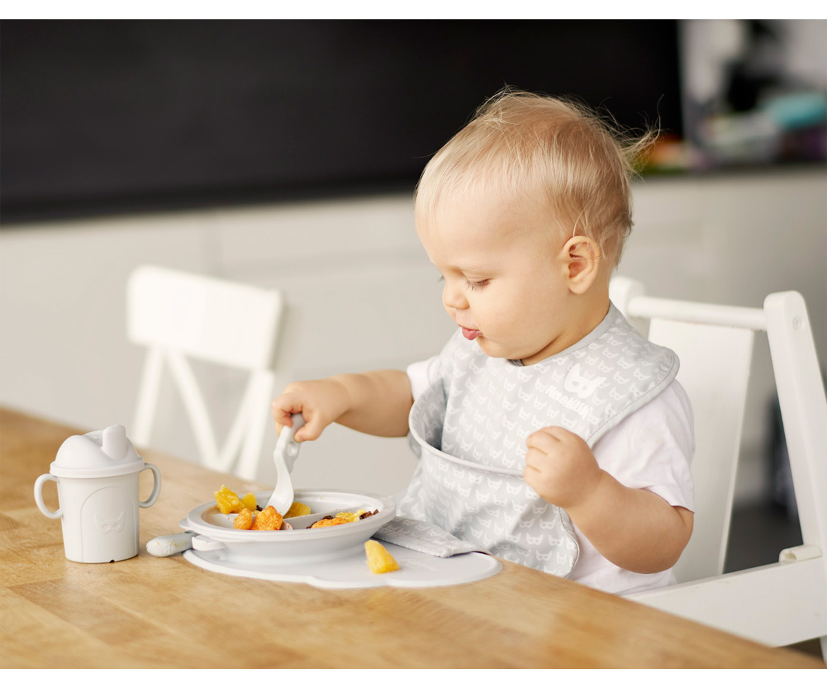 Cubiertos Set Eco Tenedor+Cuchara Aprendizaje Herobility Gris Herobility