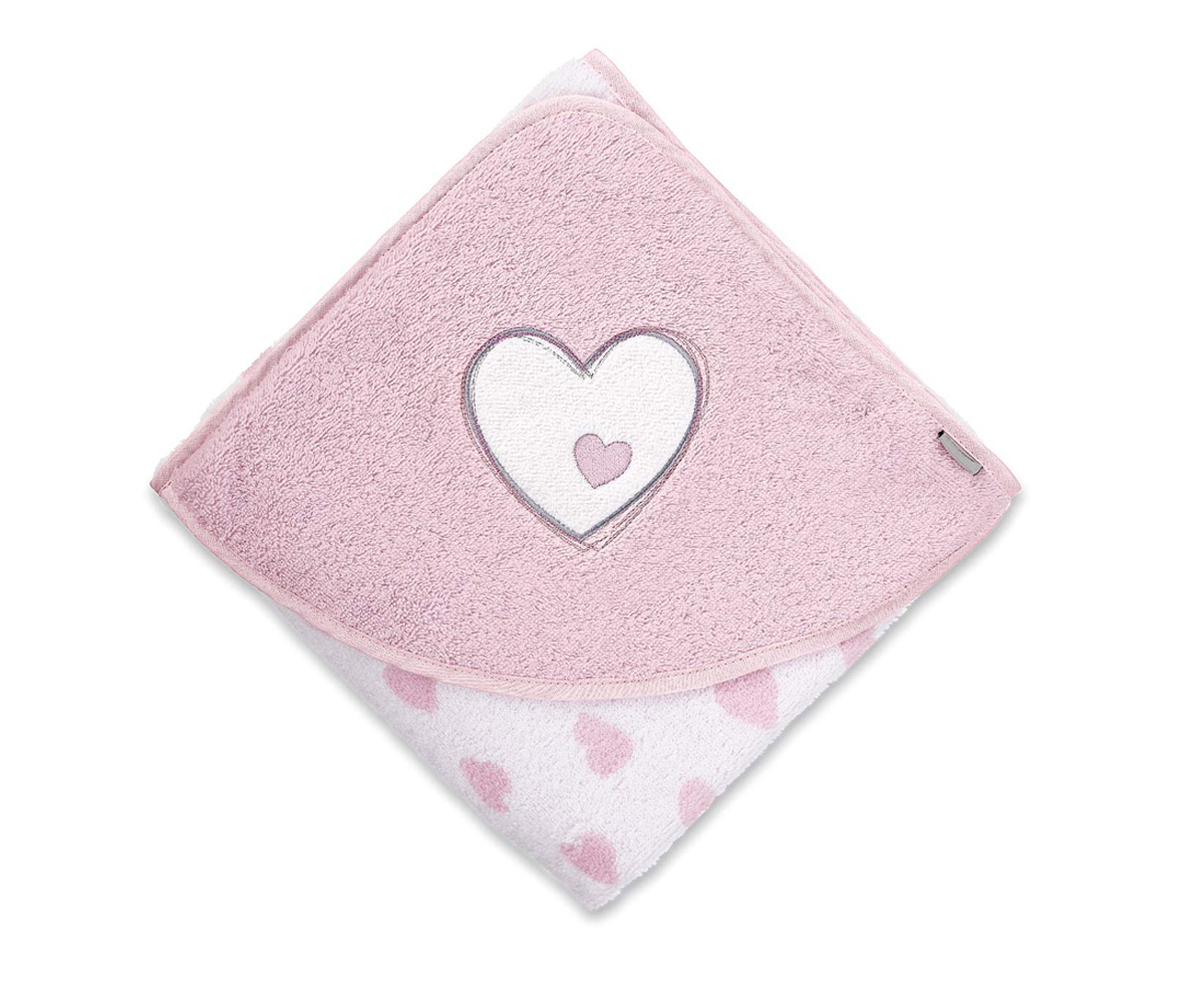 Cape De Bain Personnalisable Emmi Coeur Rose 100 X 100 Cm Tutete