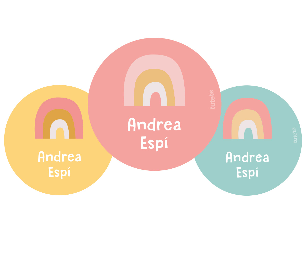 Pack 3 Chapas Personalizadas Arcoíris Rosa Nordic