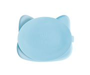 Cat Stickie Plate Dusty Blue