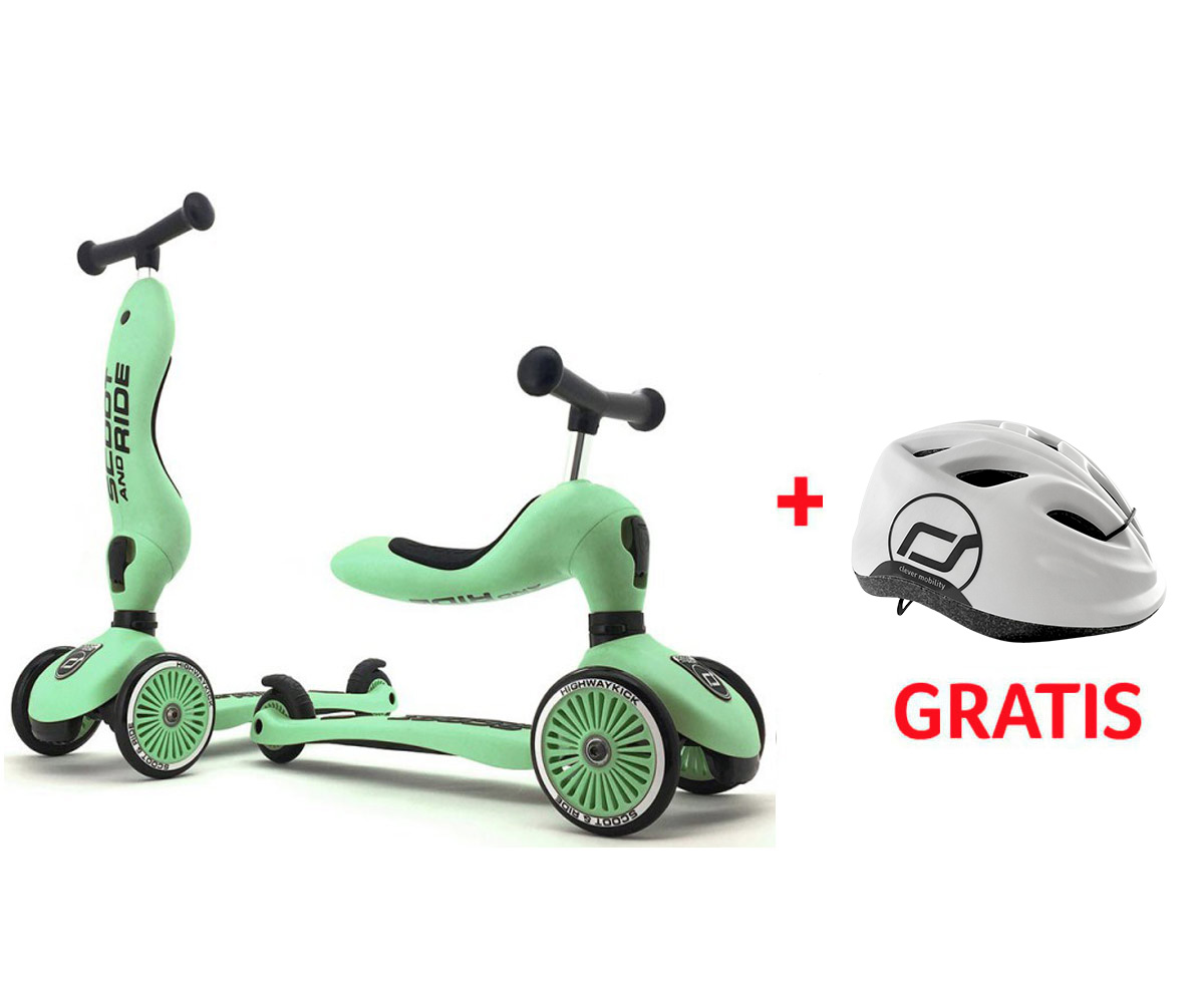 Patinete 2 en 1 Highwaykick One Kiwi + Casco - Tutete