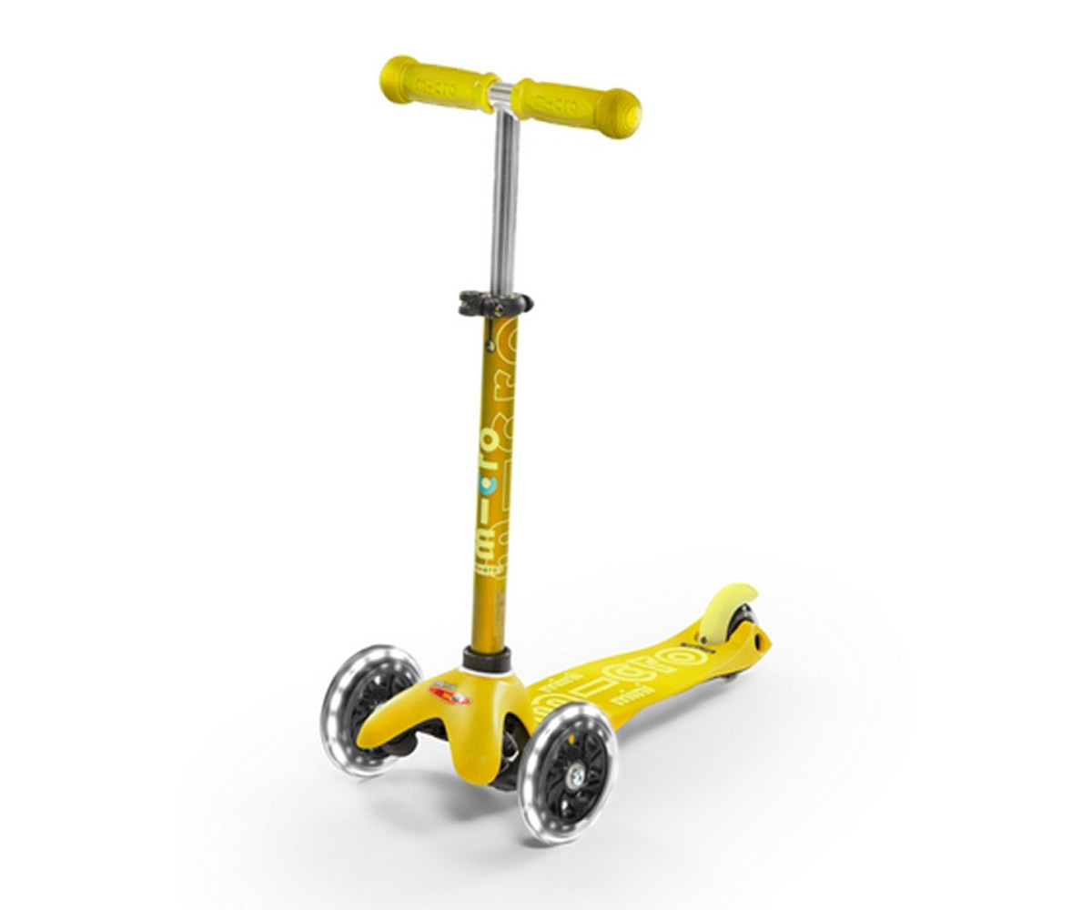 Patinete Mini Micro Deluxe Amarillo Luces LED