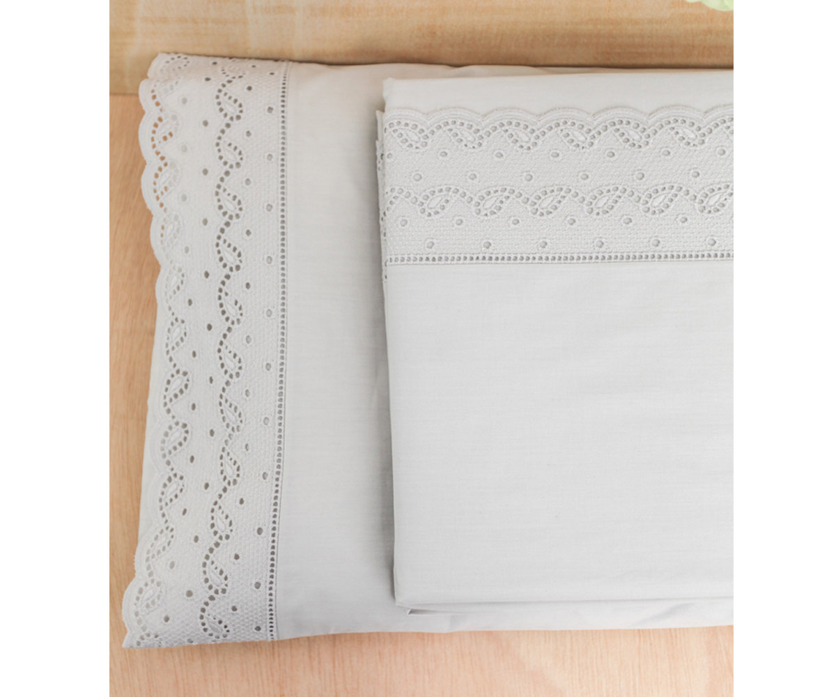 Ensemble De Draps De Lit Avec Broderie Anglaise Nature Tutete