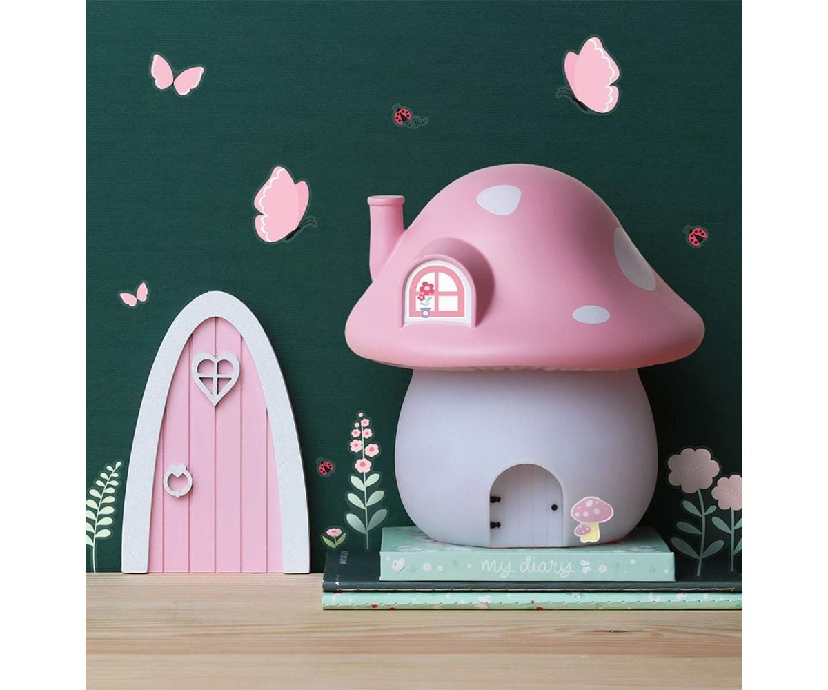 Porte des Fées décoration murale en bois rose & blanc Tutete