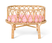 Culla Bambole Rattan Rosa