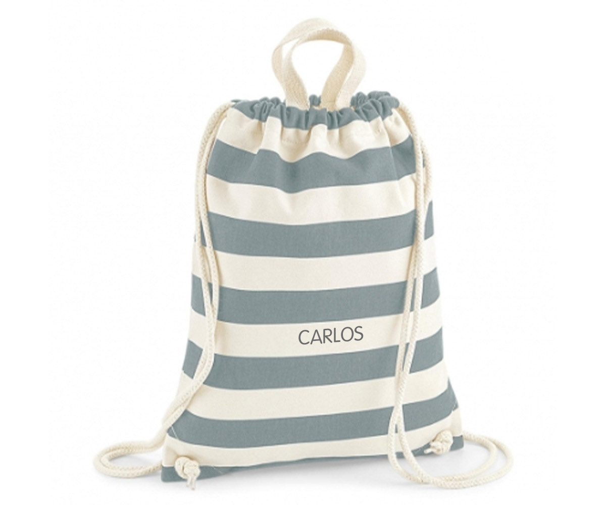 Mochila Saco Nautical Natural-Gris - Personalizado