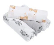 Safari Babes 4-Pack Aden Muslin Swaddle Blankets
